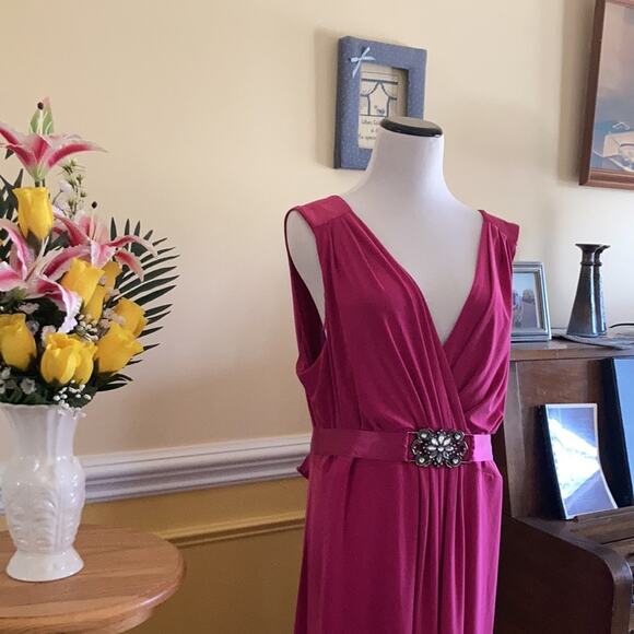 Scarlett Nite Fuschia Stretch Pullover Midi Dress, Size 20W - Picture 2 of 14